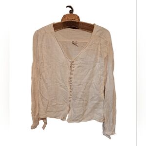 Vintage Y2K BALKAN 100% Cotton Boho Button Down Cropped Blouse Ladies Small USA